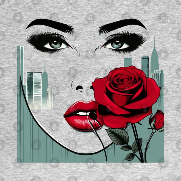 Lipstick Red Lips, Cute Rose Lady by Teebevies